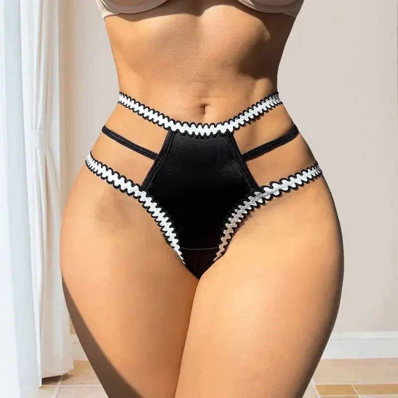 1pcs Low Waist Fashion Style Women G-string Black Women Intimate Sexy Lingerie Elegant Lady Thongs Underwear Female Panties