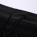 Women Solid Black Bikini Bottom Sexy Mesh Wide Leg Swimming Trunks Hollow Out High Waisted Two Piece Separates 2026 Beachwear
