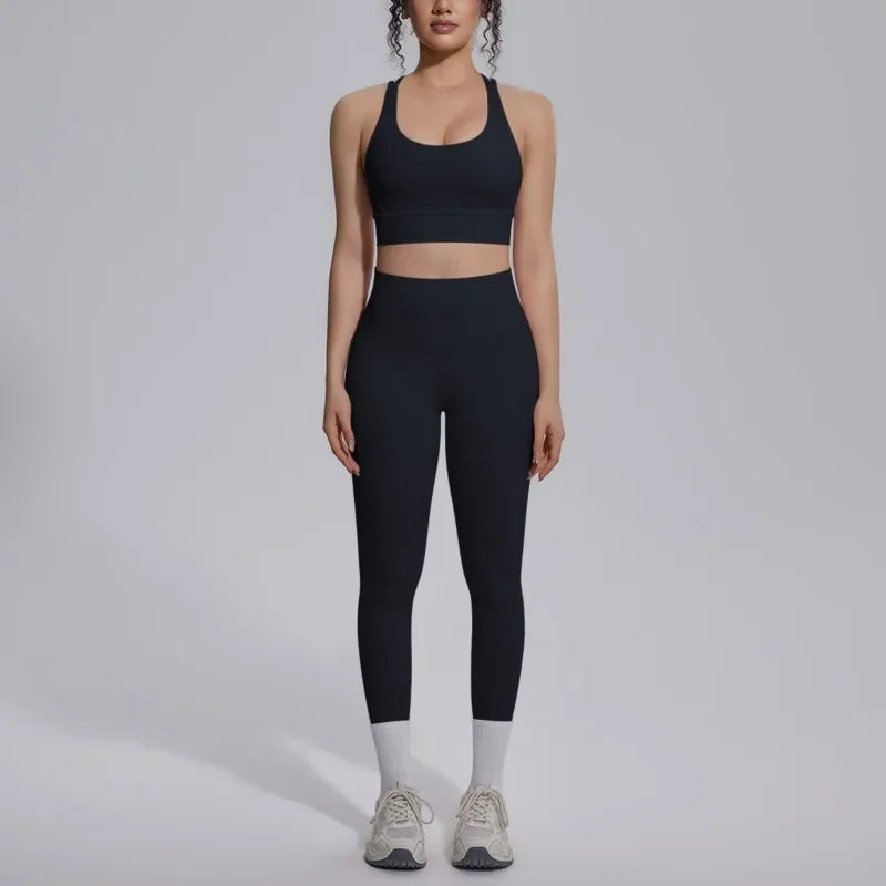 Women's Yoga Set Sports Fitness Running Beautiful Back Slim Fit Bra Hip-lifting High Waist Pants Workout Training Gym Suits