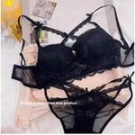 Japanese Lace Bra Set, Heart Pendant Purple Lingerie Sexy & Pure Small Chest Push Up Bralette, Fashion Outerwear Design Enhancer
