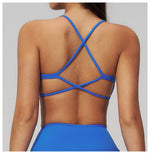 Summer U-Shaped Multi-Strap Cross Back Women Pilates Fitness Sports Bra Top Gym Yoga Athletic Tight Workout Jog With Chest Pad