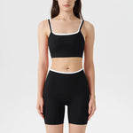 Women's 2-piece Yoga Set Fake Two-Piece Color-Block White Stripe Camisole Running Sports Bra Shorts Yoga Outfit Set