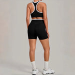 Women's Seamless Yoga Sets Sports Fitness High Waist Hip-lifting Shorts Back Beauty Sleeveless Suits Gym Training Workout Sets