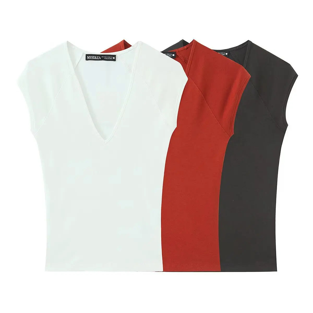 Women's Casual Slim Fit Sleeveless V-Neck T-Shirt ZXZ0