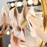 High Heels Women withSpring and Autumn Pointy Women's Shoes Dress Wedding Shoes Temperament Banquet Single Shoes