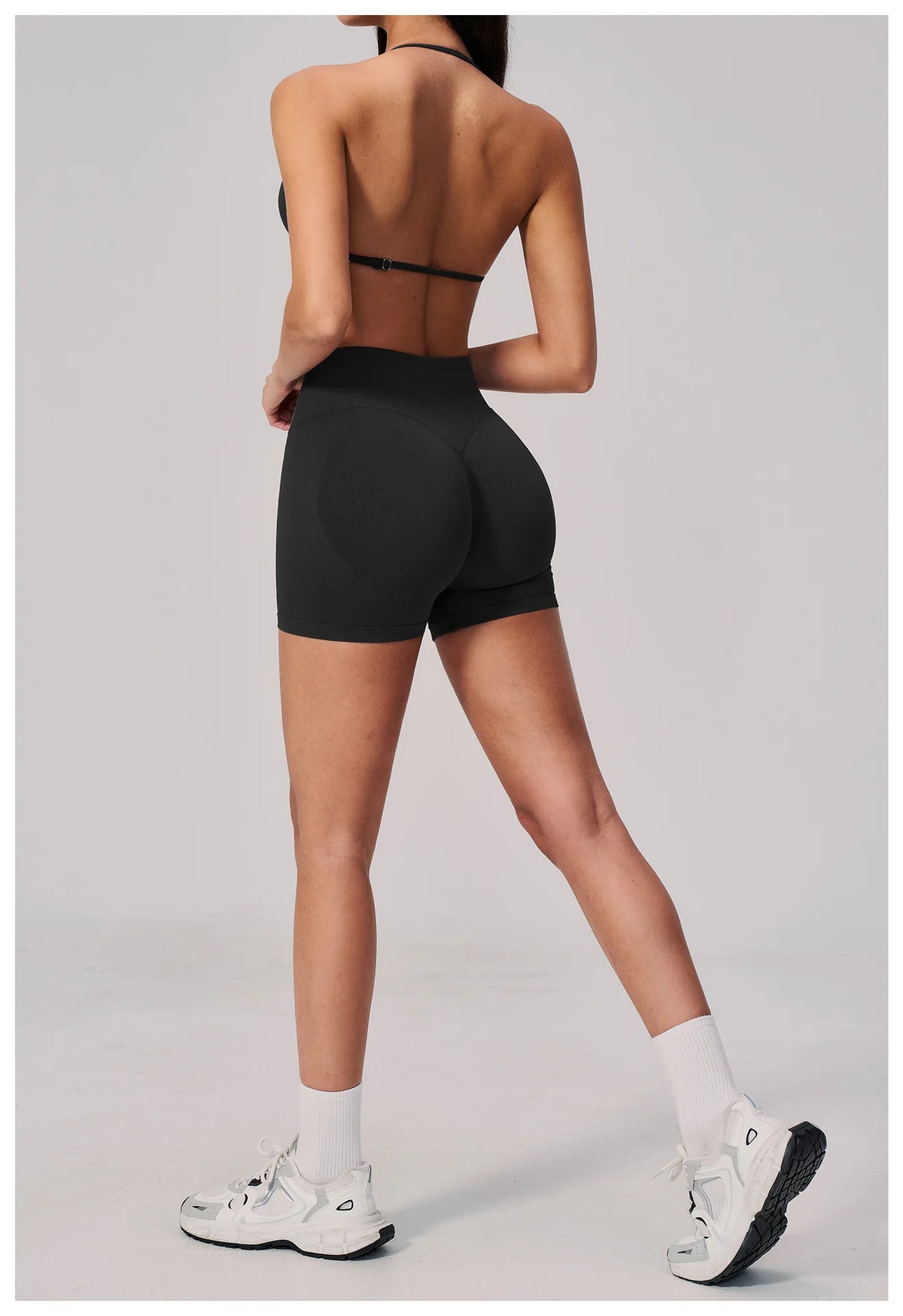 2 Pieces Seamless Yoga Sets Women Solid Color Sports Bra Tight Fitting Peach Buttocks Shorts Fitness Suit Gym Running Tracksuit