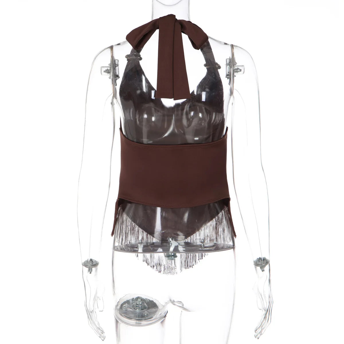 FDYOUI Sexy Swinging Collar Tassels Tank Tops Women's Halter Bandage Backless Camisoles Female Summer Slim Corset Top Streetwear
