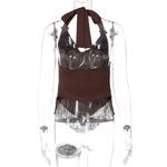 FDYOUI Sexy Swinging Collar Tassels Tank Tops Women's Halter Bandage Backless Camisoles Female Summer Slim Corset Top Streetwear