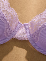 Elegant Purple Lace Bralette And Panty Set - Soft Touch Gathered Support Sexy G-string - Ideal for Gift Or Personal Use