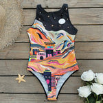 Striped Women One Piece Swimsuit High Quality Swimwear Printed Push Up Monokini Summer Bathing Suit Tropical Bodysuit Female