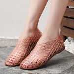 New 2026 Women Leisure Jelly Sandals Cut-out Soft PVC Breathable Summer Flat Shoes Close Toe Female Street Flats