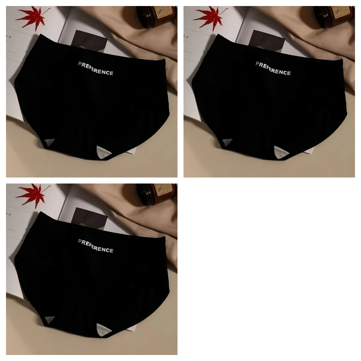 3Pcs/Set Women Soft Cotton Panties Mid Waist Briefs in Warm Tan Minimalist Intimates Breathable Stretch Underwear Size M-2XL
