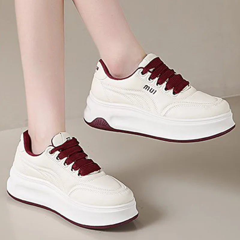 Letter Embroidery Sports Shoes Women Spring Autumn Mix Color Lace Up Sneakers Woman Soft Sole Platform Vulcanize Shoes Mujer