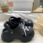Cute DIY Bow knot Fashion Clogs For Women Indoor Street Slippers Thick Sole Female Summer Shoes Soft EVA Girls Beach Sandals