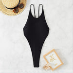 Sexy Ribbed Cross Backless Women Monokini Micro String Thong Swimwear One Piece Swimsuit Female High Cut Bathing Suit Swim Lady