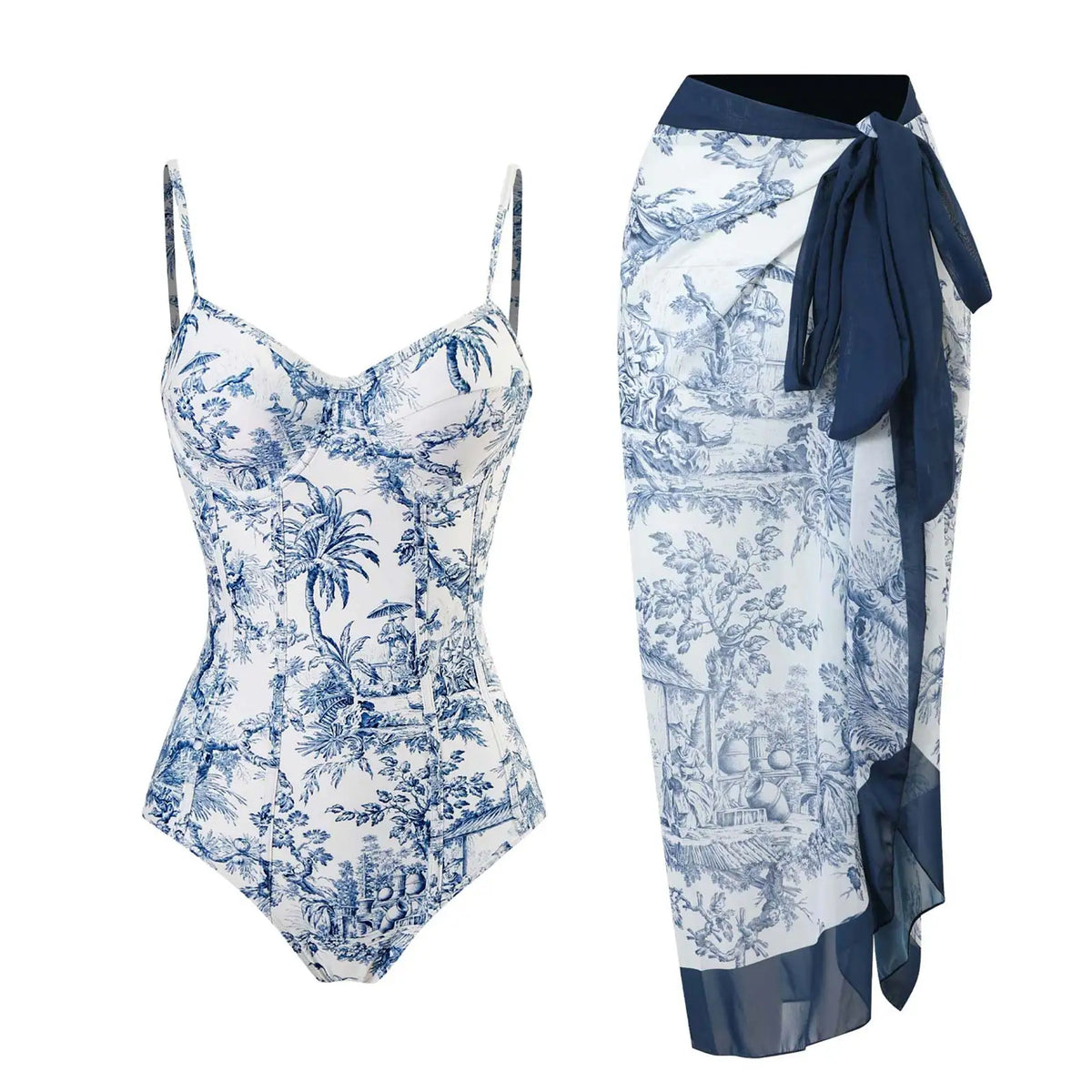 2024 Sexy Sling Ruffle Solid Two Pieces Bikini Women High Waist 3D Flower Swimsuit Skirt Summer Backless Beachwear Bathing Suit