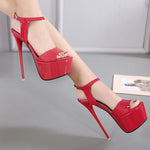 Women's High-Heeled Sandals 15cm Super High Heels Thin Heels Waterproof Platform One-Button Strap Sexy Women's Shoes 2026