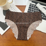 1pcs Seamless Panties Ladies Leopard Print Sexy Underwear Zebra Stripe Briefs Ice Silk Panty Invisible No Trace Solid Underpants