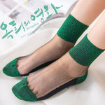 Summer Mesh Hosiery Sock Fashion Lace Short Socks Japanese Style Crystal Glass Socks for Women Sexy Middle Tube Socks