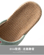 Breathable Cotton Flax Slippers For Women Men Indoor Shoes Anti-slip Light Weight Cute Cartoon Couples Home Floor Slides