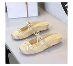 BIGTREE Satin Bow With One Strap With Shallow Mouth Half-Tugging Women's Hollow Inner Heightened Round-Head Sandals Comfortable