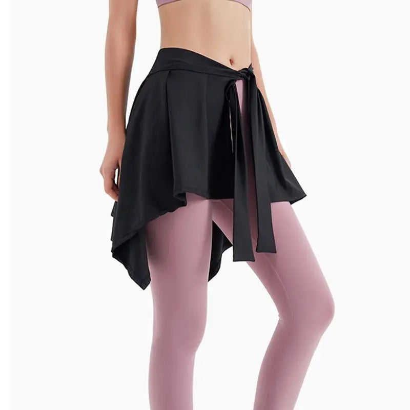 Women Tennis Self-Tie Sports Skirts Athletic Yoga Skirt Long Strap Hip Covering Fitness Wrap Cover Up Anti Glare Ballet Skirt