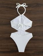 Sexy One Piece Swimsuit 2024 Women Black White Hollow Out Backless Beach Bodysuit Brazilian Bathing Suit Tummy Control Beachwear