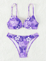 Strappy Underwire Bikinis 2025 Printed Floral Swimwear Female Sexy Swimsuit Women Bathers Bathing Swimming Swim Suit Beachwear