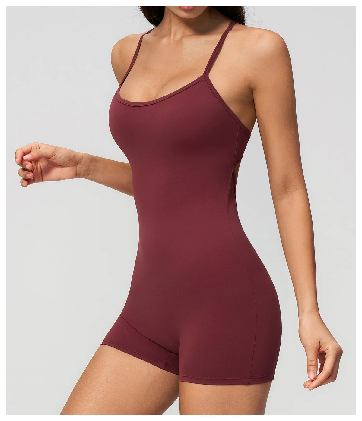 New Cross Back Yoga Jumpsuit Women Tight Sleeveless Hollow Out Sports One Piece Suit Butt-Lifting Shorts Fitness Bodysuits
