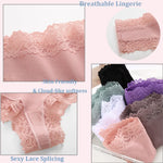 3Pcs Sexy Women Cotton Brazilian Pants Lace Brazilian Briefs Low Waist Floral Solid Color G-string Breathable Soft Lingerie