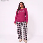 Women Plus Size Milk Silk Pajama Set Plaid Letter Print Long Sleeve Autumn Winter Ladies Casual Home Sleepwear