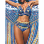 Women Bathing Suit 3 Piece Swimsuit Kimono Cross Wrap High Waist Bikini Beach Cover Up Swimwear Africa Print Bathing Suit Beach