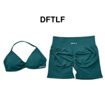 2 Piece DFTLF Impact Gym Set Women yoga Sports Bra Shorts Sets Open Back Scrunch Butt Seamless Workout Jogging Sports Trainin