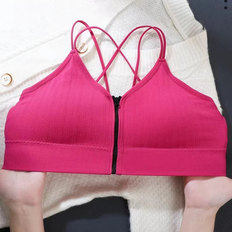 Seamless Bra Women Front Zipper Tube Tops Wrapped Chest Vneck Wireless Bra Comfort Tube Bra Beauty Back Underwear Sports Vest