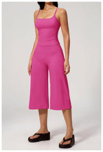 Gym Workout Yoga Sets Women Square Neck Slimming Sports Tank Top Fitness Gym Suit Outdoor High Waist Flare Pants Two-piece Set