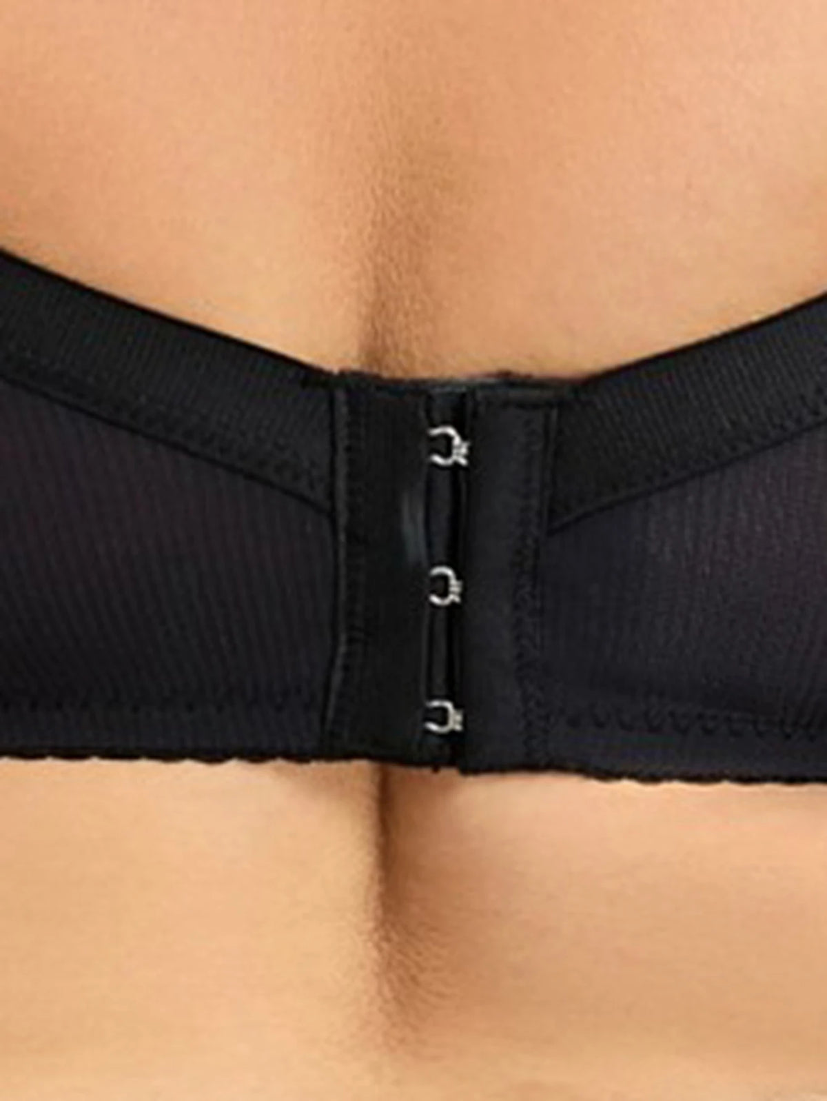 Plus Size Mesh Striped Underwire Bra Adjustable Shoulder Strap 3 Hooks Back Closure Full Coverage Support Bra