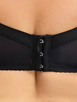 Plus Size Mesh Striped Underwire Bra Adjustable Shoulder Strap 3 Hooks Back Closure Full Coverage Support Bra