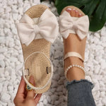 New Summer Flat Sandals Fashion Beach Slippers Outdoor Bow Tie Flat Shoes Home Women Anti-slip Trend Sandals