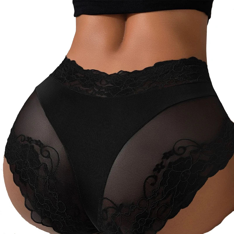 1pcs Black Sexy Lace Women Panties Fashion Ribbed Comfortable Lady Briefs Elegant Sexy Lingerie Hot Sale Floral Female Underwear