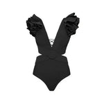 2026 Women Swimwear 2PC Cover-up Swimsuit Ruffle Solid Printed Deep V One-piece Monokini Kimono Bikini Suit Summer Beachwear