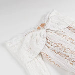 Off Shoulder White Lace Party Dress Flare Sleeve Bowknot Party Maxi Dress Sexy Elegant Summer Bodycon Vestidos Embroidery Robe