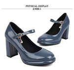 Spring and Autumn New Styles Fashion High-heeled Women's Shoes Shallow Mouth Buckle Square Heel Women Shoes Size 34-45 High 9cm