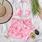 4 Colors Sexy Bikini Set 3-Piece Swimwear Swimsuit Women Halter Print Bikinis Set Bathing Suit Beach Bikini Trajes De Bano Mujer