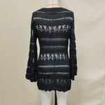 S - XL Long Sleeve Hollow Out Crochet Knitted Tunic Beach Cover Up Cover-ups Beach Dress Beach Wear Beachwear Female Women K5542