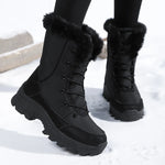 Winter Snow BootsWomen Waterproof Non-Slip Warm Northeast-Style Large Cotton Shoes, Ski , Fleece-Lined,High-Top Cotton Boots