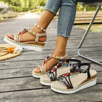 Fashion T-Strap Platform SandalsWomen New Mix Color Elastic Band Wedge Sandals Woman Summer Daily Open Toe Sandalias Female
