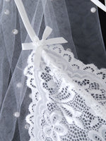White Embroidered Lace Falafan Dress Set - Sexy Lingerie for Women - Sexy Bra Set with Strap Design on the Back 21077