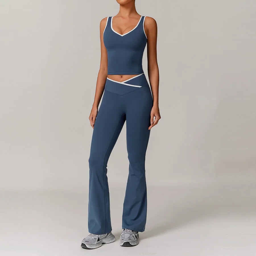 Yoga Set2 Pieces Workout Outfits Fitness Sportswear Gym Tracksuit High Waist Leggings Sports Bra Athletic Wear Women Clothes