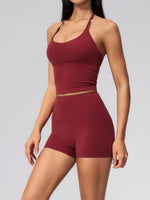 Quick Drying 2 Pcs Yoga Sets Women V Neck Slimming Sports Tank Top High Waist Shorts Fitness Suit Outwear Gym Running Tracksuits