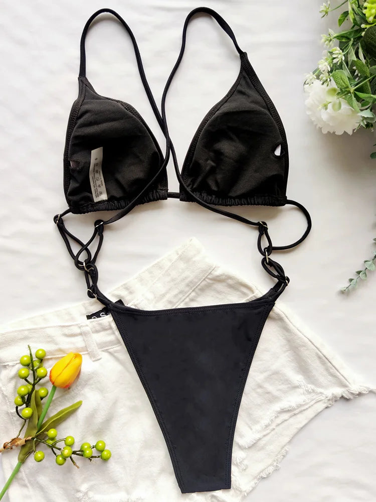 Sexy Extreme Mini Micro String Women Swimwear One Piece Swimsuit Female Cross Backless Monokini High Cut Bathing Suit Swim Lady